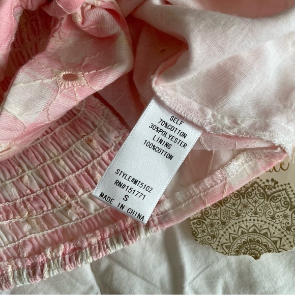 Altar'd State Gingham Crop Top Tie Front Puff Sleeve Eyelet Coquette NWT - Picture 7 of 8